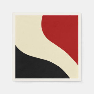 Elegant minimal wave in Red, Black, and Cream Napkins