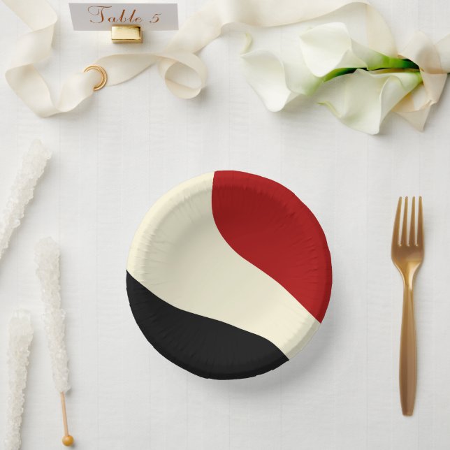 Elegant minimal wave in Red, Black, and Cream Paper Bowls (Wedding)