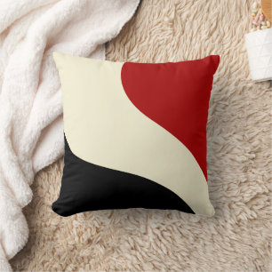 Elegant minimal wave in Red, Black, and Cream Throw Pillow
