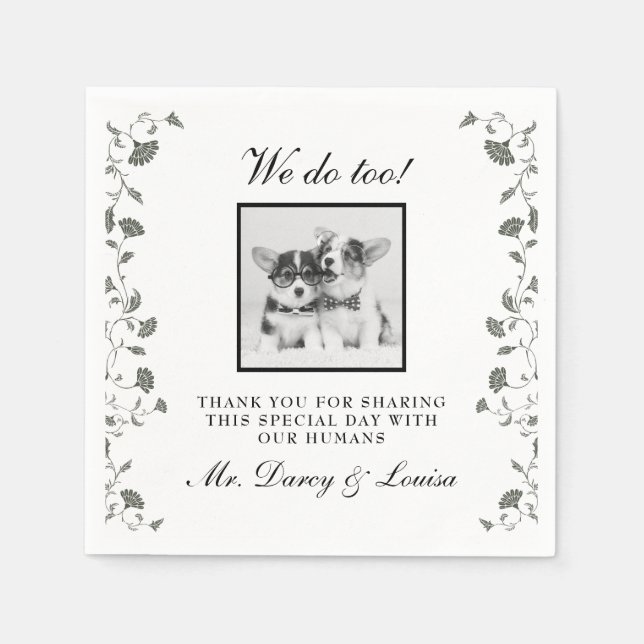 Elegant Minimal We Do Too Dog Pet Kids Wedding Napkins (Front)