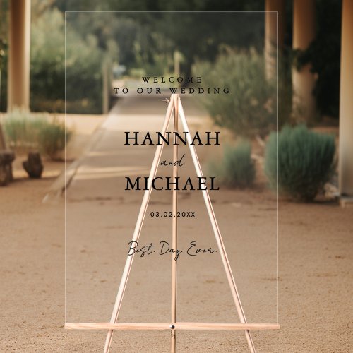 Elegant Minimal Wedding Acrylic Sign