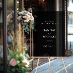 Elegant, Minimal, Wedding, Black Acrylic Sign