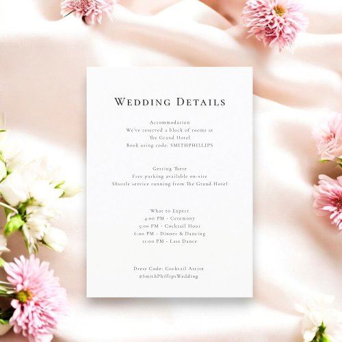 ELEGANT MINIMAL WEDDING DETAILS CARD