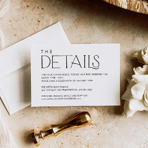 Elegant Minimal Wedding Details Enclosure Card