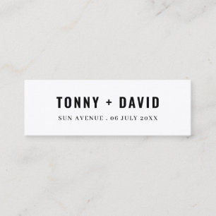 Elegant Minimal Wedding Favor Mini Bookmark Business Card