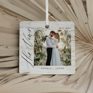 Elegant Minimal Wedding His Vows Couples Photos Metal Ornament