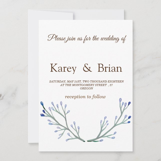 Elegant , Minimal  Wedding Invitation Card (Front)