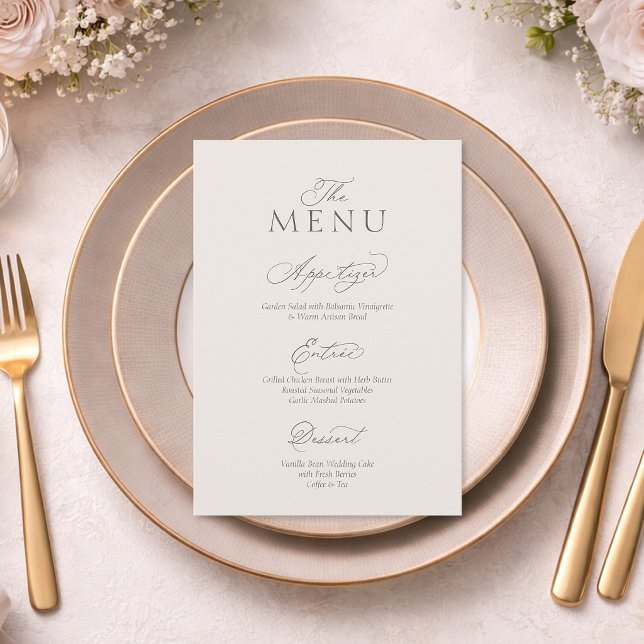 Elegant Minimal Wedding Menu Card  (Creator Uploaded)