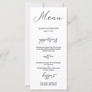 Elegant Minimal Wedding Menu Cards