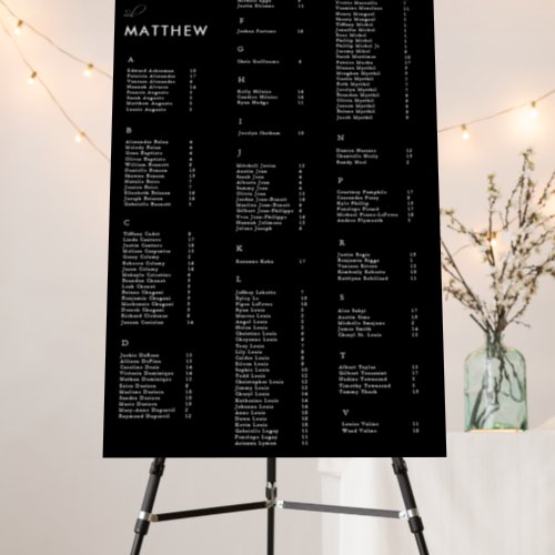 Elegant Minimal  Wedding Seating Chart Foam Board