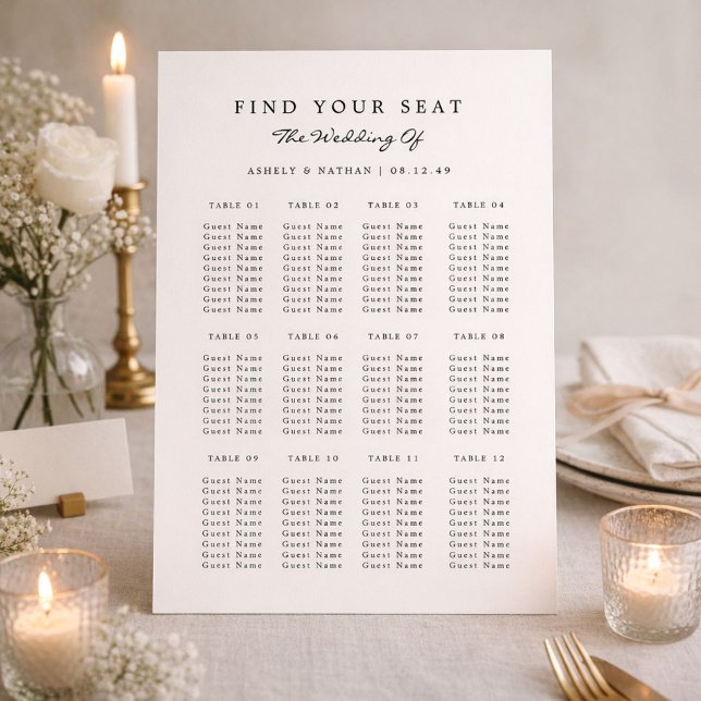 Elegant Minimal Wedding Seating Chart Sign (Creator Uploaded)