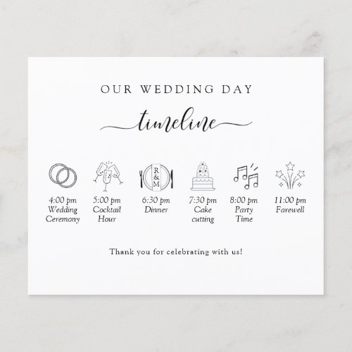 Elegant Minimal Wedding Timeline Program