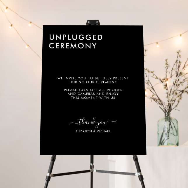 Elegant Minimal | Wedding Unplugged Ceremony Sign (In Situ (Stand))