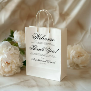 Elegant Minimal Wedding Welcome  Medium Gift Bag