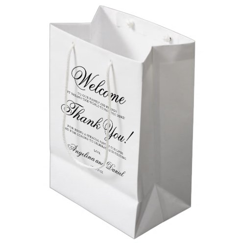 Elegant Minimal Wedding Welcome  Medium Gift Bag