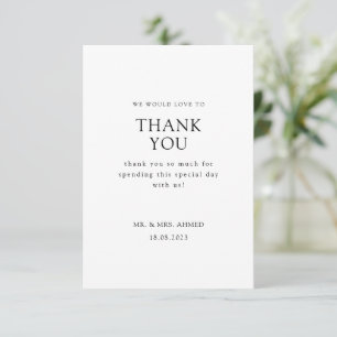 Elegant Minimal White Formal Script Muslim Wedding Thank You Card