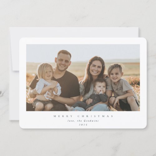 Elegant Minimal White Frame Single Photo Holiday Card