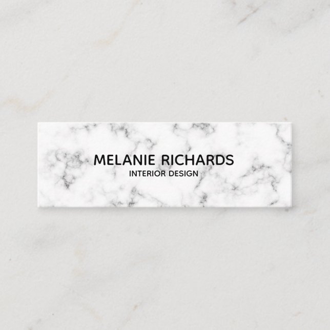 Elegant minimal white marble professional mini business card (Front)