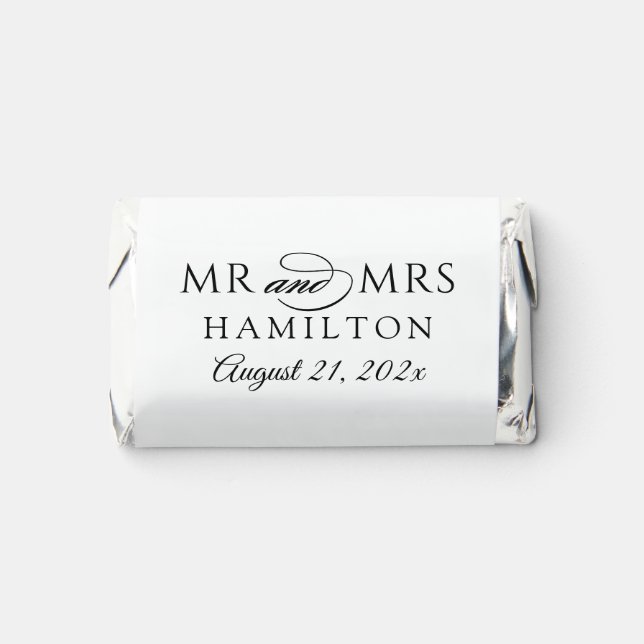 Elegant Minimal White Personalized Mr and Mrs Hershey's Miniatures (Front)