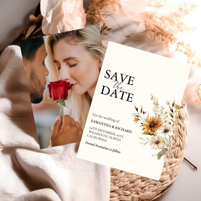 Elegant Minimal Wildflower Wedding Save The Date I Invitation (Creator Uploaded)