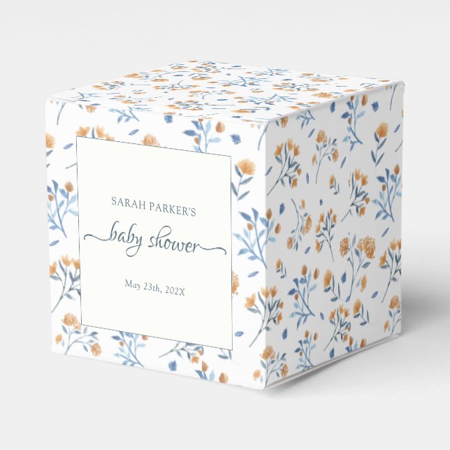 Elegant Minimal Wildflowers Boho Baby Shower  Favor Boxes (Front Side)