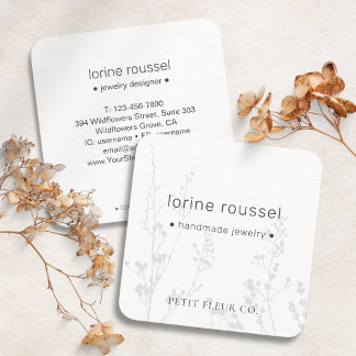 Elegant Minimal Wildflowers Floral Square Business Square Business Card