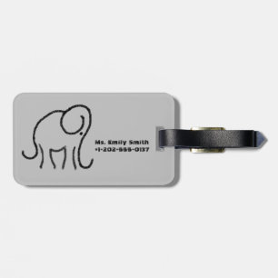 Elegant minimalis cool stylised elephant luggage tag
