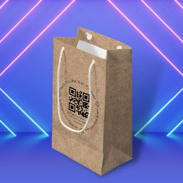 elegant minimalis thank you business qr code kraft small gift bag