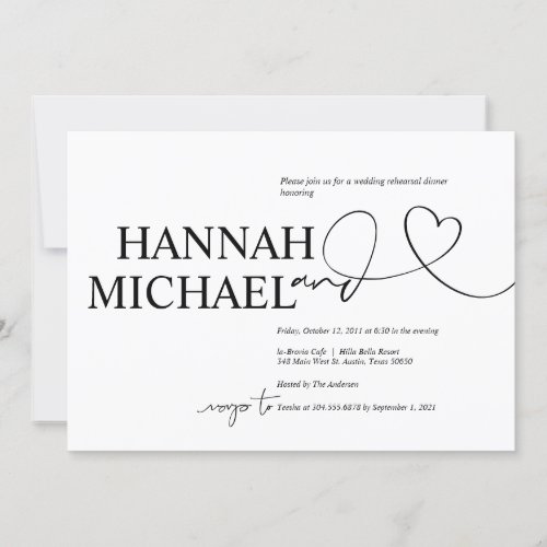 Elegant Minimalism Wedding Rehearsal Dinner Invitation