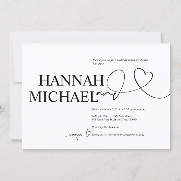 Elegant Minimalism Wedding Rehearsal Dinner Invitation Zazzle