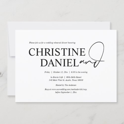 Elegant Minimalism Wedding Rehearsal Dinner Invitation