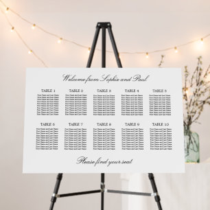 Elegant Minimalist 10 Table Seating Chart Foam Board
