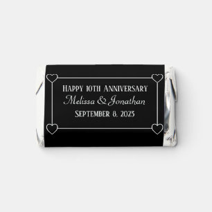 Elegant Minimalist 10th Anniversary Hearts Black Hershey's Miniatures