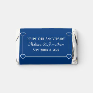 Elegant Minimalist 10th Anniversary Hearts Blue Hershey's Miniatures