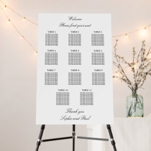Elegant Minimalist 11 Table Seating Chart Foam Board