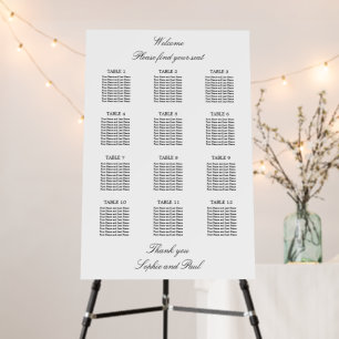 Elegant Minimalist 12 Table Seating Chart Foam Board