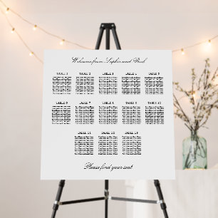 Elegant Minimalist 13 Table Seating Chart Foam Board
