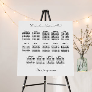 Elegant Minimalist 14 Table Seating Chart Foam Board