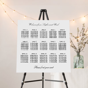 Elegant Minimalist 15 Table Seating Chart Foam Board