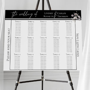 Elegant Minimalist 15 Tables Black Seating Chart Foam Board