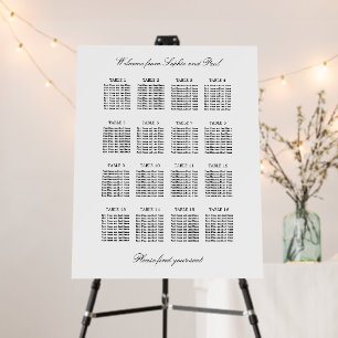 Elegant Minimalist 16 Table Seating Chart Foam Board