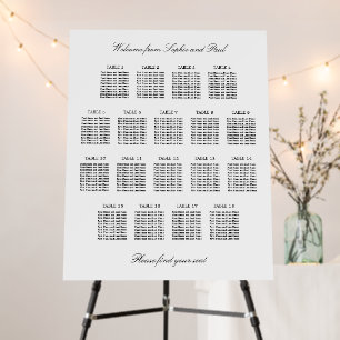 Elegant Minimalist 18 Table Seating Chart Foam Board