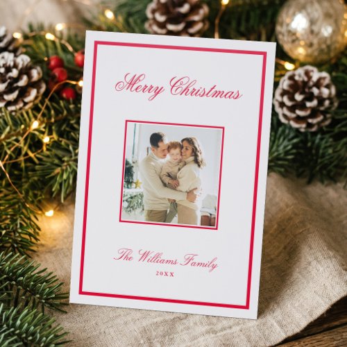 Elegant Minimalist 1 Photo Christmas Letterpress Photo Cards