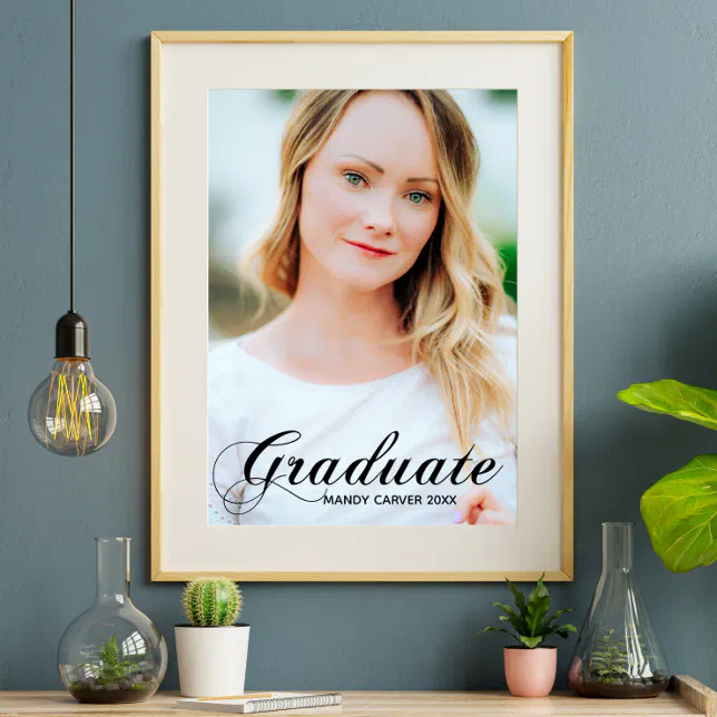 Elegant Minimalist 2024 Graduate Photo Graduation Poster | Zazzle