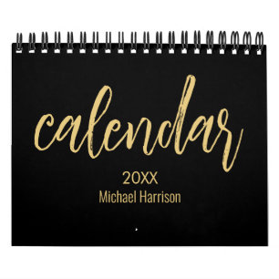 Elegant Minimalist 2026 Calendar – black & Gold