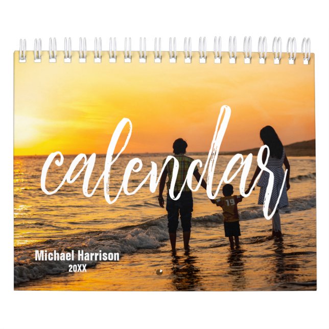 Elegant minimalist 2026 Custom photo Text  Calendar (Cover)
