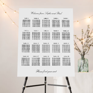 Elegant Minimalist 20 Table Seating Chart Foam Board