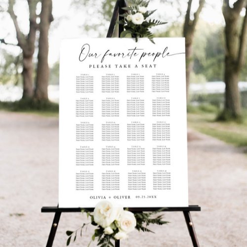 Elegant Minimalist 20 table Seating Chart Foam Board