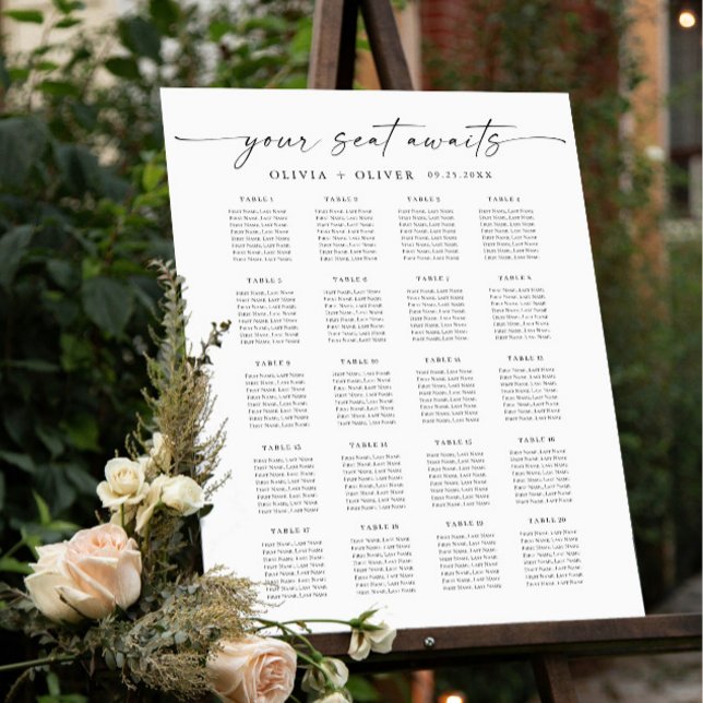 Elegant Minimalist 20 table Seating Chart Foam Board (Creator Uploaded)