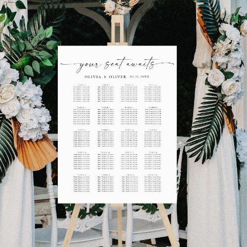 Elegant Minimalist 20 table Seating Chart Foam Board